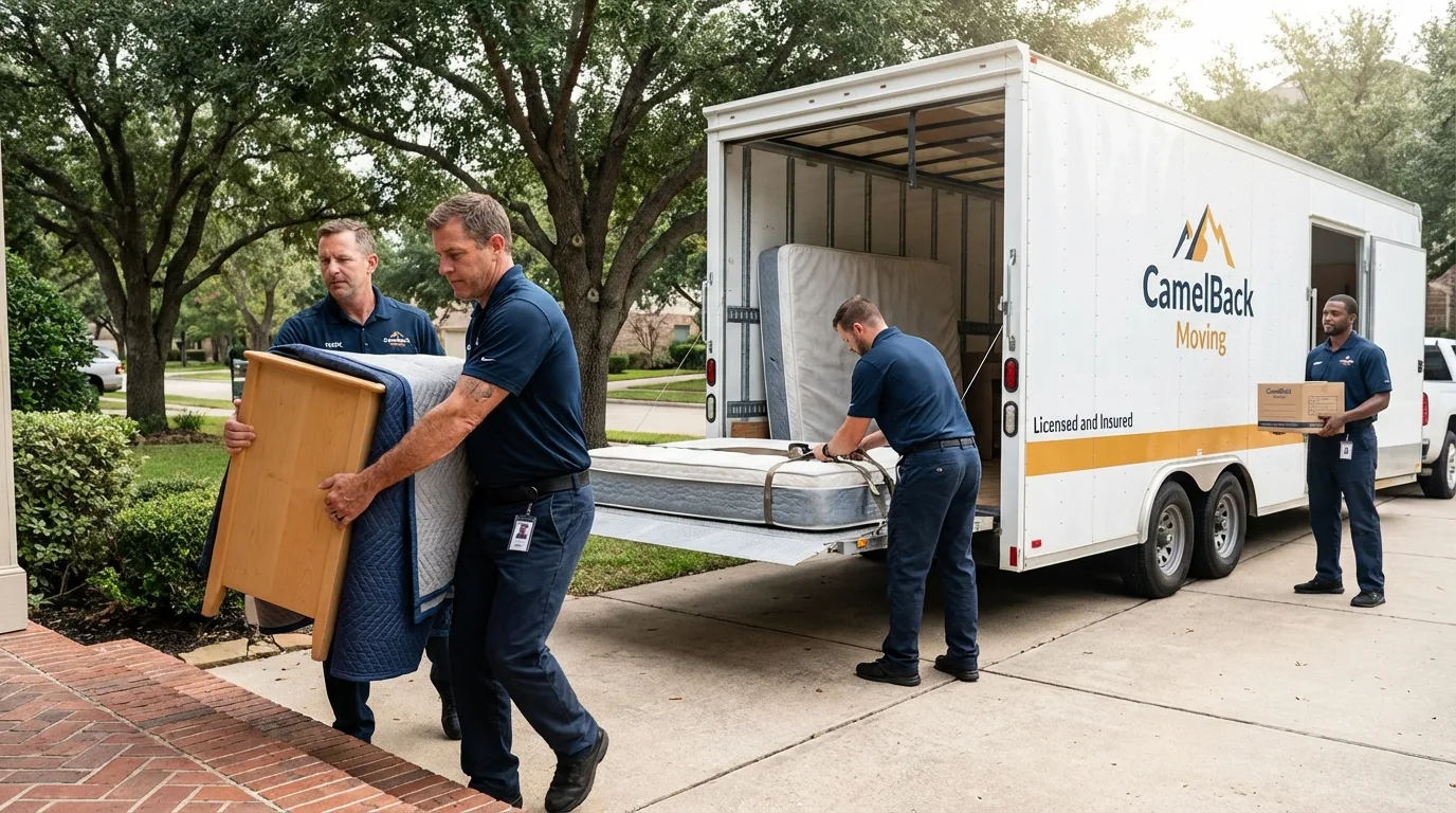 Crew loading residential truck for cross-state move from Hopkinton, RI